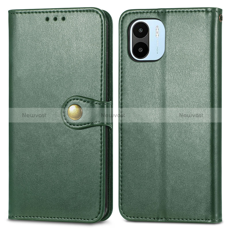 Leather Case Stands Flip Cover Holder S05D for Xiaomi Poco C50 Green