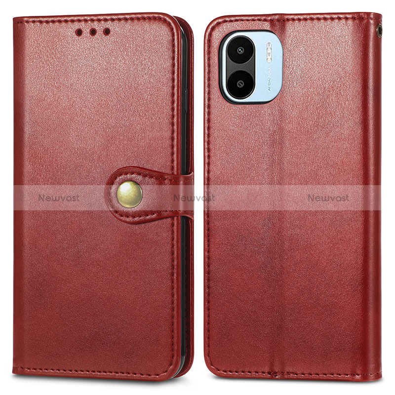 Leather Case Stands Flip Cover Holder S05D for Xiaomi Poco C50 Red