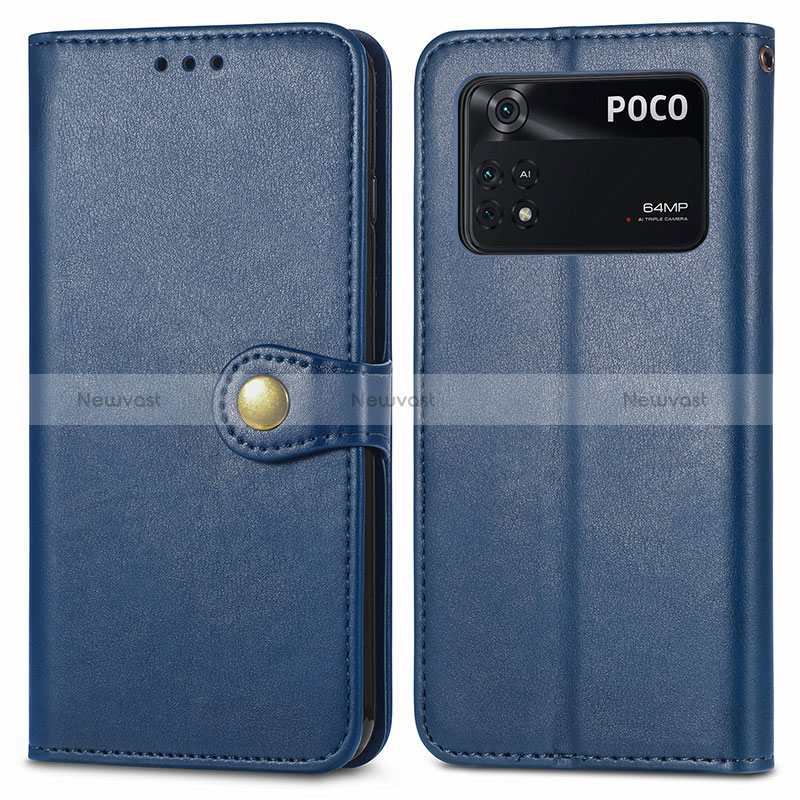 Leather Case Stands Flip Cover Holder S05D for Xiaomi Poco M4 Pro 4G