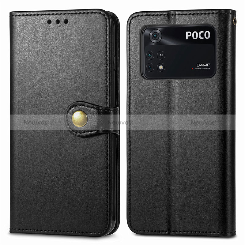 Leather Case Stands Flip Cover Holder S05D for Xiaomi Poco M4 Pro 4G