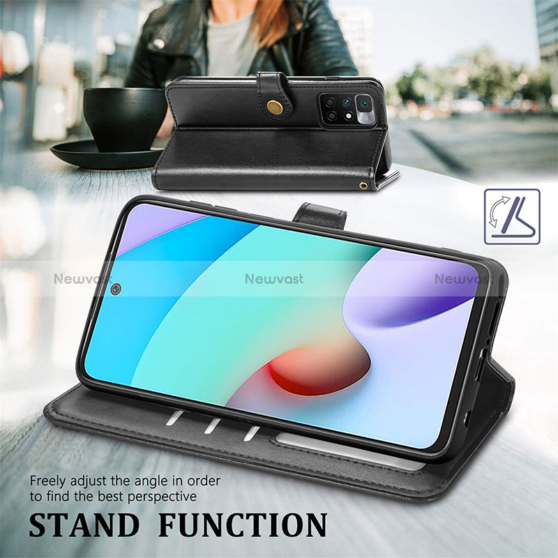 Leather Case Stands Flip Cover Holder S05D for Xiaomi Redmi 10 (2022)