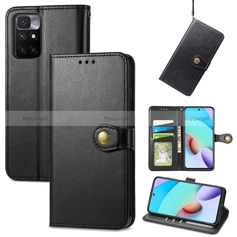 Leather Case Stands Flip Cover Holder S05D for Xiaomi Redmi 10 4G