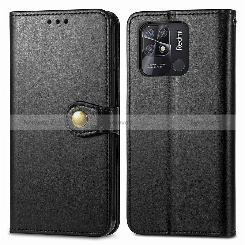 Leather Case Stands Flip Cover Holder S05D for Xiaomi Redmi 10C 4G Black