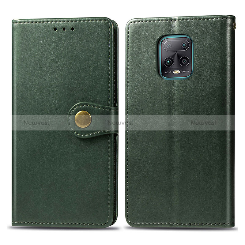 Leather Case Stands Flip Cover Holder S05D for Xiaomi Redmi 10X Pro 5G Green