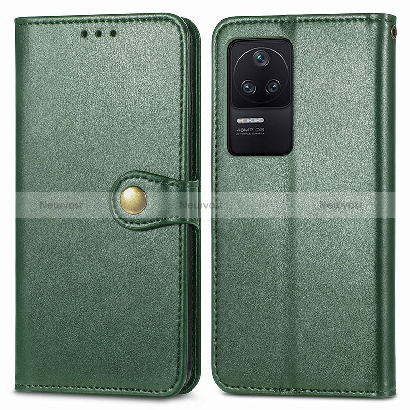 Leather Case Stands Flip Cover Holder S05D for Xiaomi Redmi K40S 5G Green