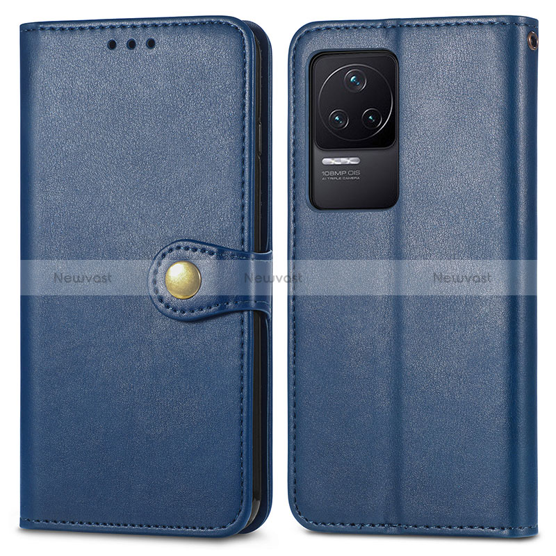 Leather Case Stands Flip Cover Holder S05D for Xiaomi Redmi K50 5G Blue