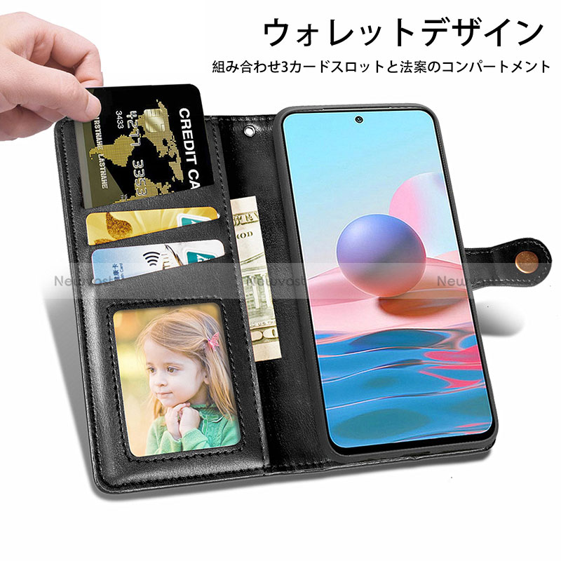 Leather Case Stands Flip Cover Holder S05D for Xiaomi Redmi Note 10 JE 5G