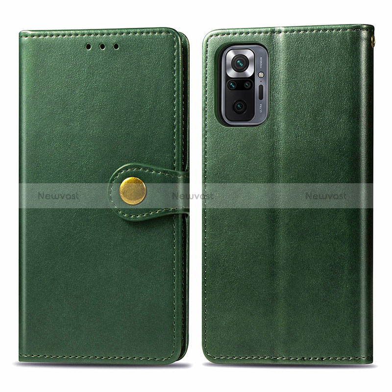 Leather Case Stands Flip Cover Holder S05D for Xiaomi Redmi Note 10 Pro 4G Green
