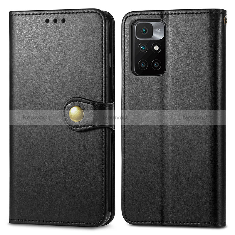 Leather Case Stands Flip Cover Holder S05D for Xiaomi Redmi Note 11 4G (2021) Black