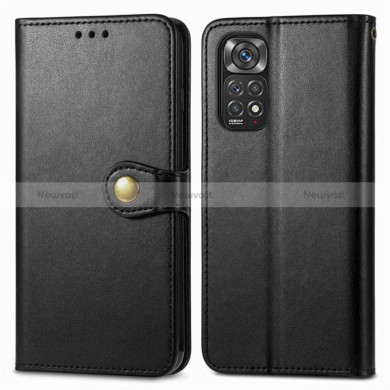 Leather Case Stands Flip Cover Holder S05D for Xiaomi Redmi Note 11 Pro 4G Black