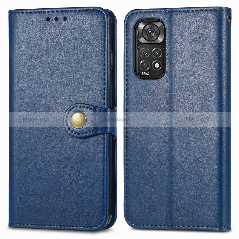 Leather Case Stands Flip Cover Holder S05D for Xiaomi Redmi Note 11 Pro 4G Blue