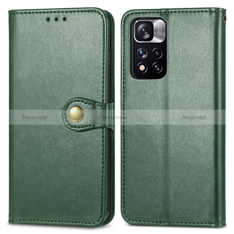 Leather Case Stands Flip Cover Holder S05D for Xiaomi Redmi Note 11 Pro+ Plus 5G Green