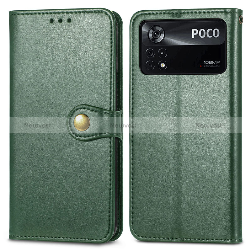 Leather Case Stands Flip Cover Holder S05D for Xiaomi Redmi Note 11E Pro 5G Green