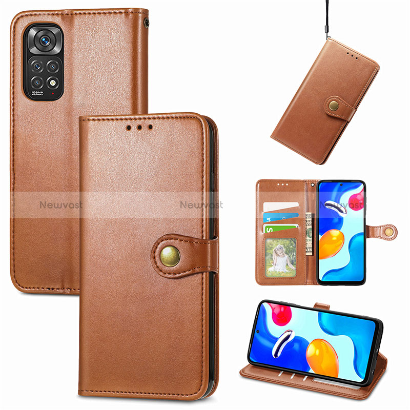 Leather Case Stands Flip Cover Holder S05D for Xiaomi Redmi Note 11S 4G