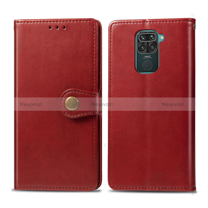 Leather Case Stands Flip Cover Holder S05D for Xiaomi Redmi Note 9 Red