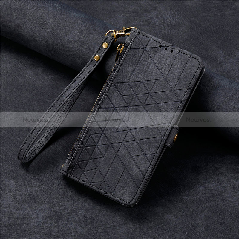 Leather Case Stands Flip Cover Holder S06D for Apple iPhone 14 Pro Black