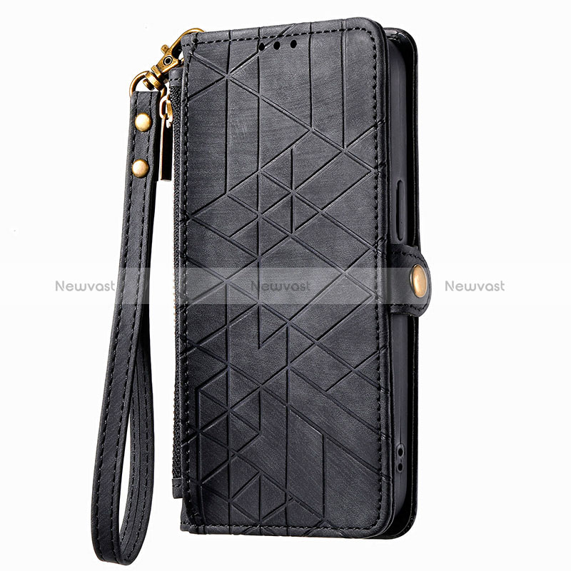 Leather Case Stands Flip Cover Holder S06D for Apple iPhone 15