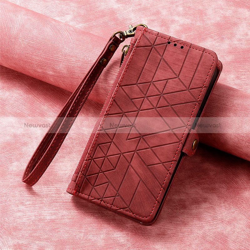 Leather Case Stands Flip Cover Holder S06D for Apple iPhone 16 Pro Red