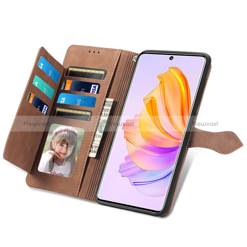 Leather Case Stands Flip Cover Holder S06D for Huawei Honor 80 SE 5G