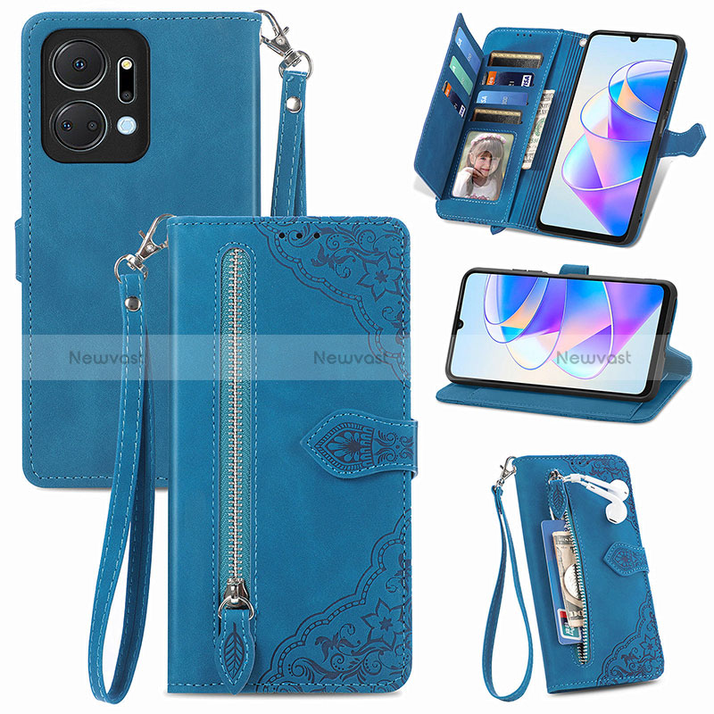 Leather Case Stands Flip Cover Holder S06D for Huawei Honor X7a