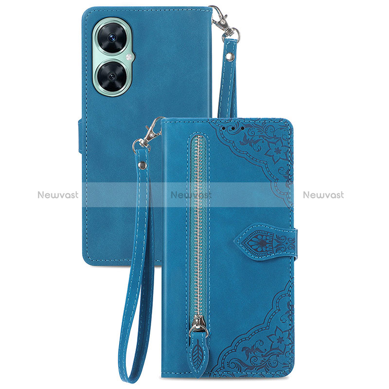 Leather Case Stands Flip Cover Holder S06D for Huawei Nova 11i Blue