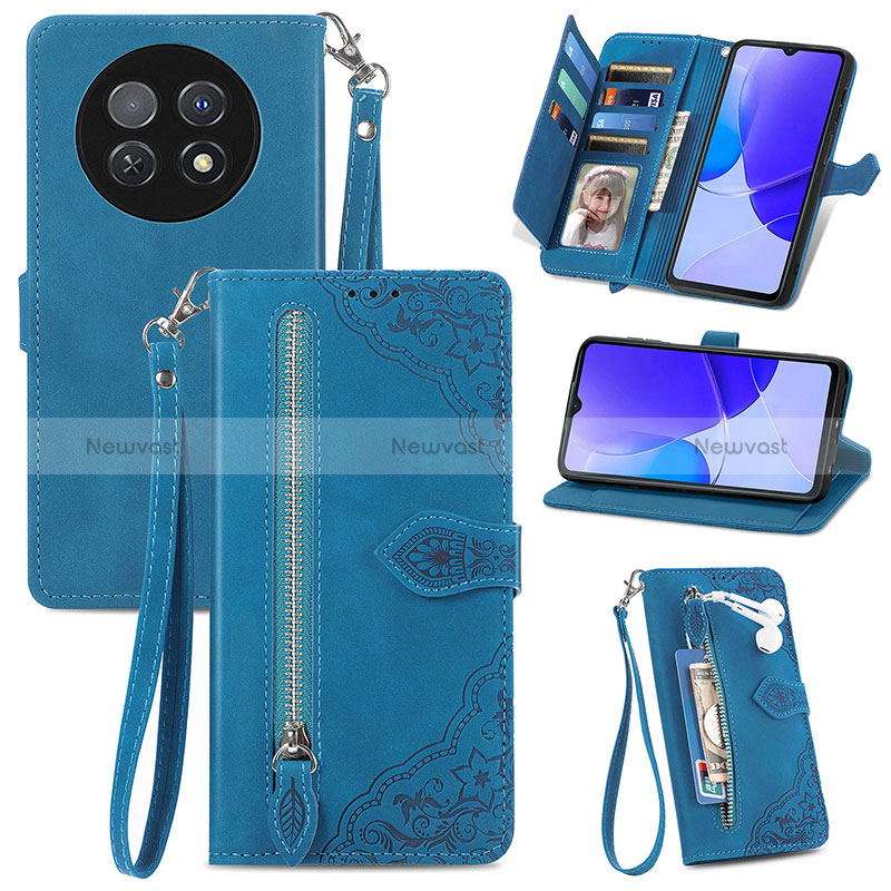 Leather Case Stands Flip Cover Holder S06D for Huawei Nova Y91