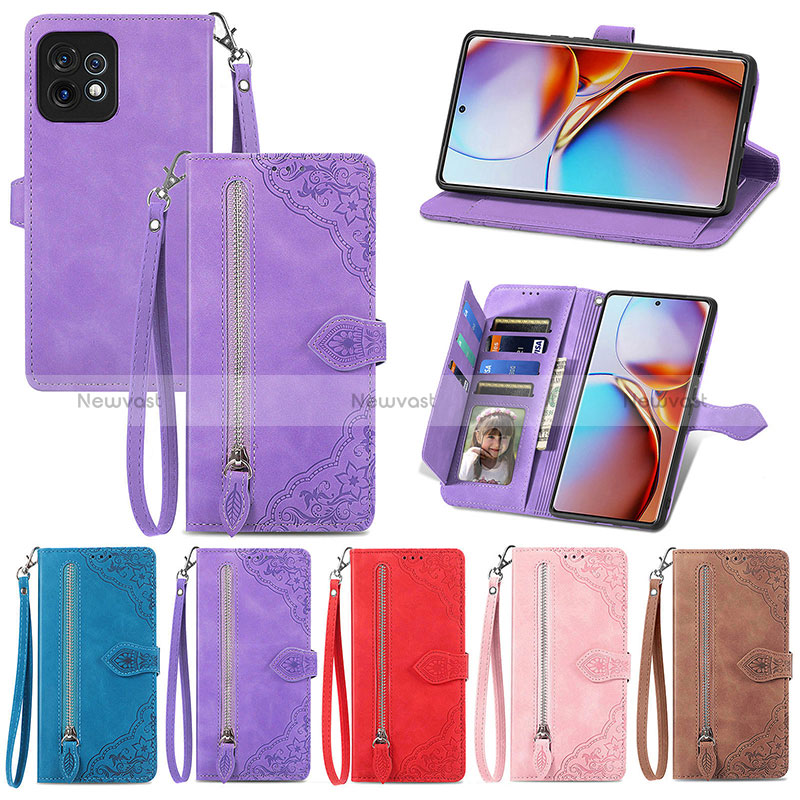 Leather Case Stands Flip Cover Holder S06D for Motorola Moto Edge 40 Pro 5G