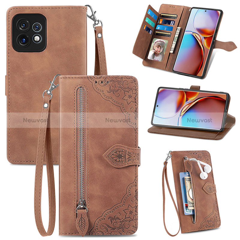 Leather Case Stands Flip Cover Holder S06D for Motorola Moto Edge 40 Pro 5G