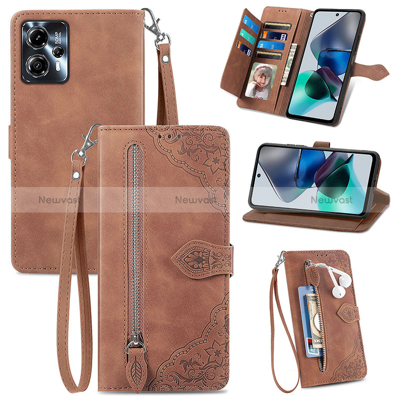 Leather Case Stands Flip Cover Holder S06D for Motorola Moto G13