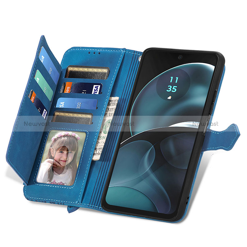 Leather Case Stands Flip Cover Holder S06D for Motorola Moto G14