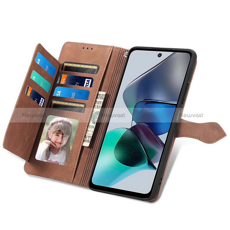 Leather Case Stands Flip Cover Holder S06D for Motorola Moto G23