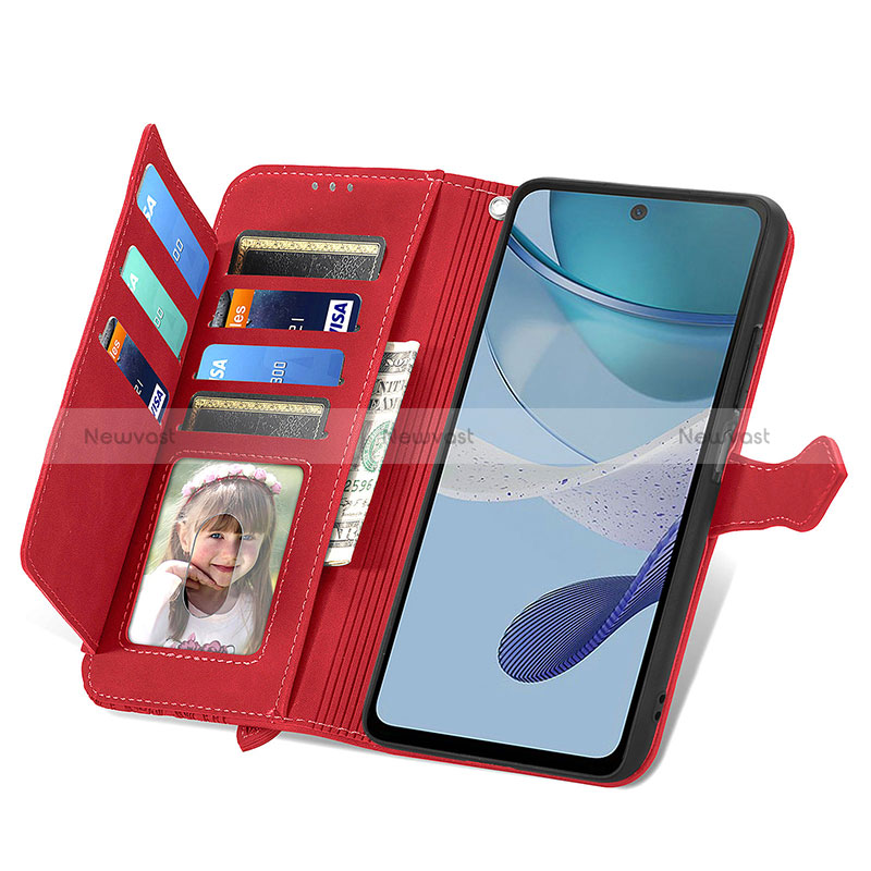 Leather Case Stands Flip Cover Holder S06D for Motorola Moto G53j 5G