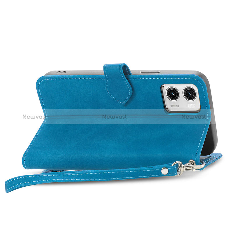 Leather Case Stands Flip Cover Holder S06D for Motorola Moto G73 5G