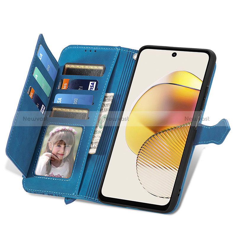 Leather Case Stands Flip Cover Holder S06D for Motorola Moto G73 5G