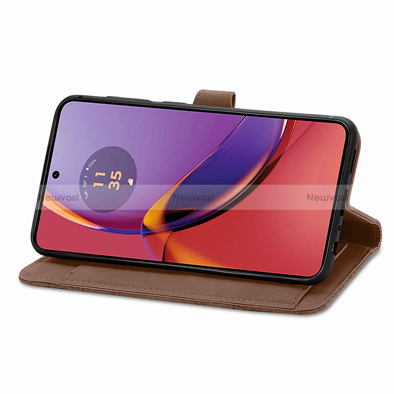 Leather Case Stands Flip Cover Holder S06D for Motorola Moto G84 5G