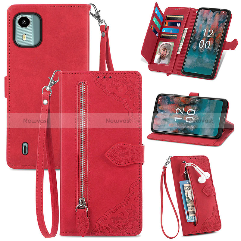 Leather Case Stands Flip Cover Holder S06D for Nokia C12