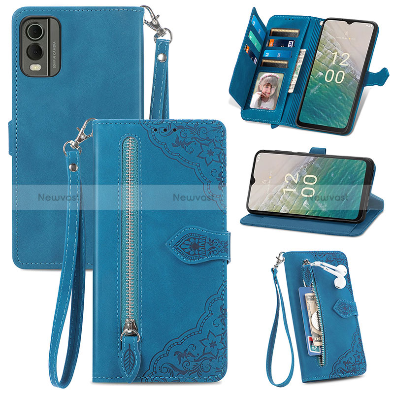 Leather Case Stands Flip Cover Holder S06D for Nokia C210