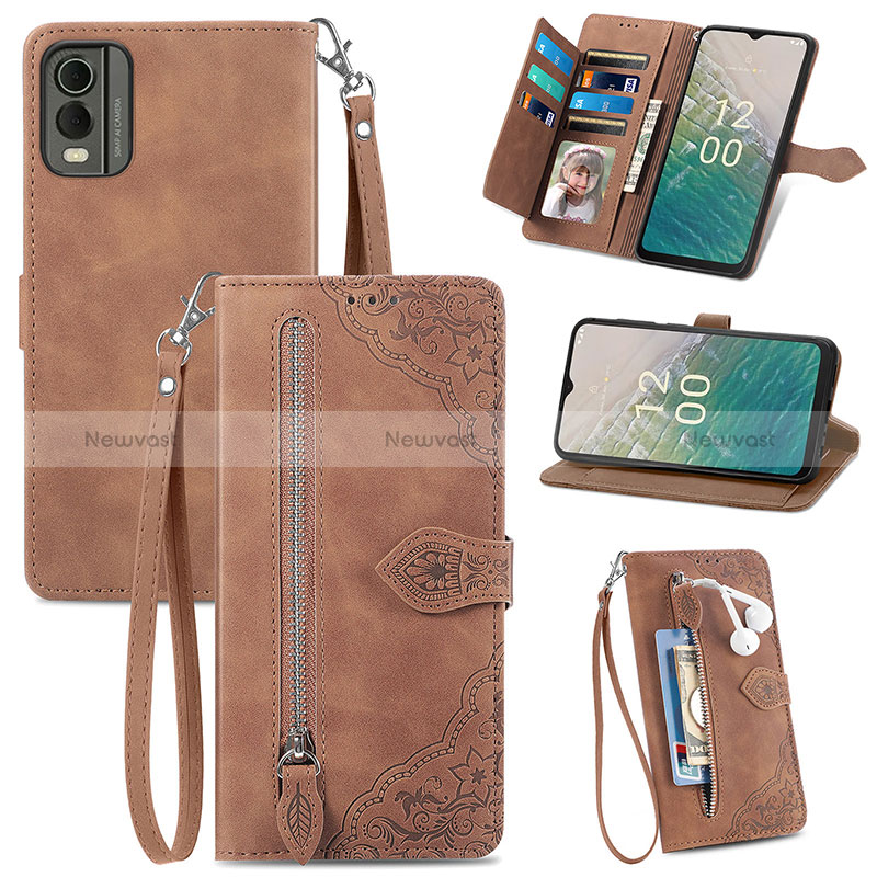 Leather Case Stands Flip Cover Holder S06D for Nokia C210