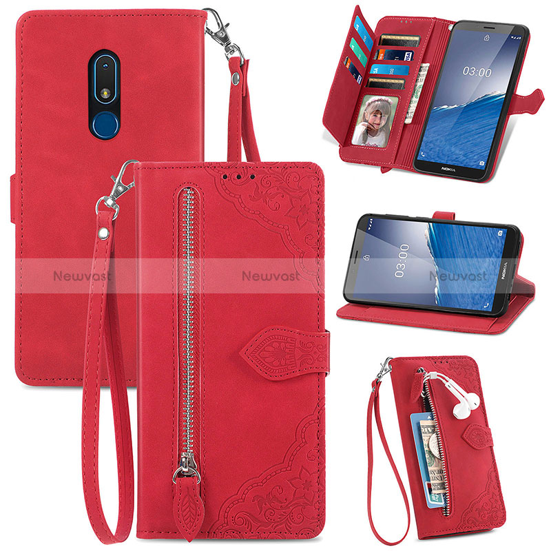 Leather Case Stands Flip Cover Holder S06D for Nokia C3