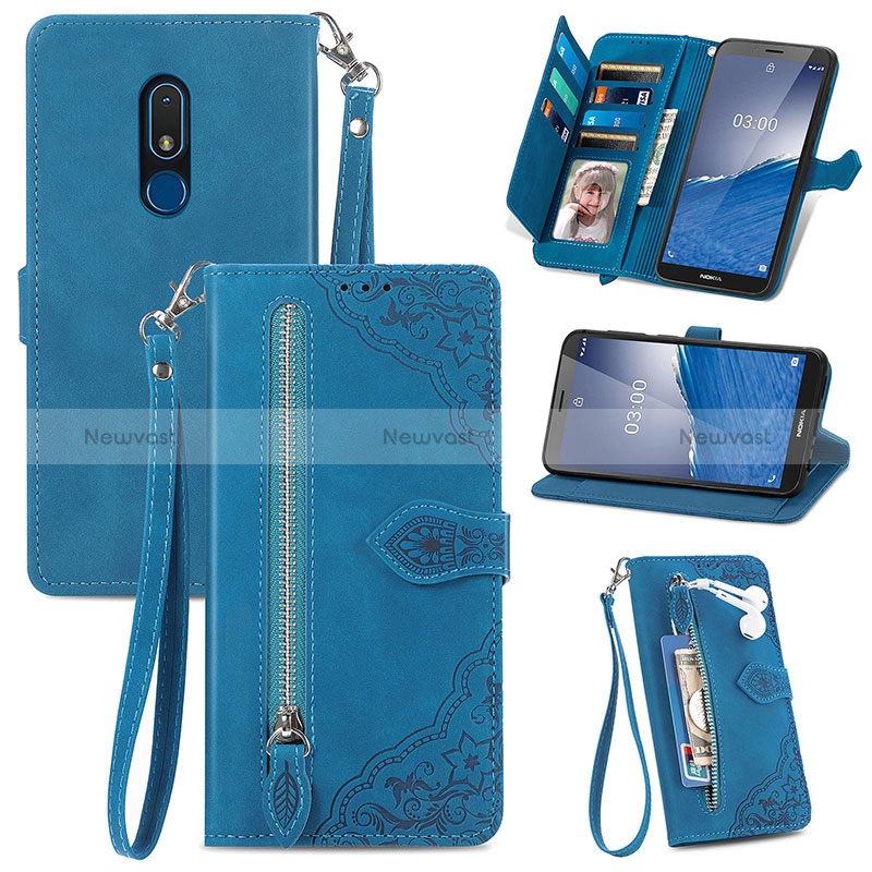 Leather Case Stands Flip Cover Holder S06D for Nokia C3