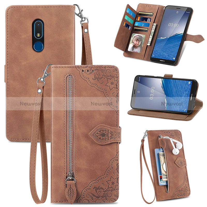 Leather Case Stands Flip Cover Holder S06D for Nokia C3