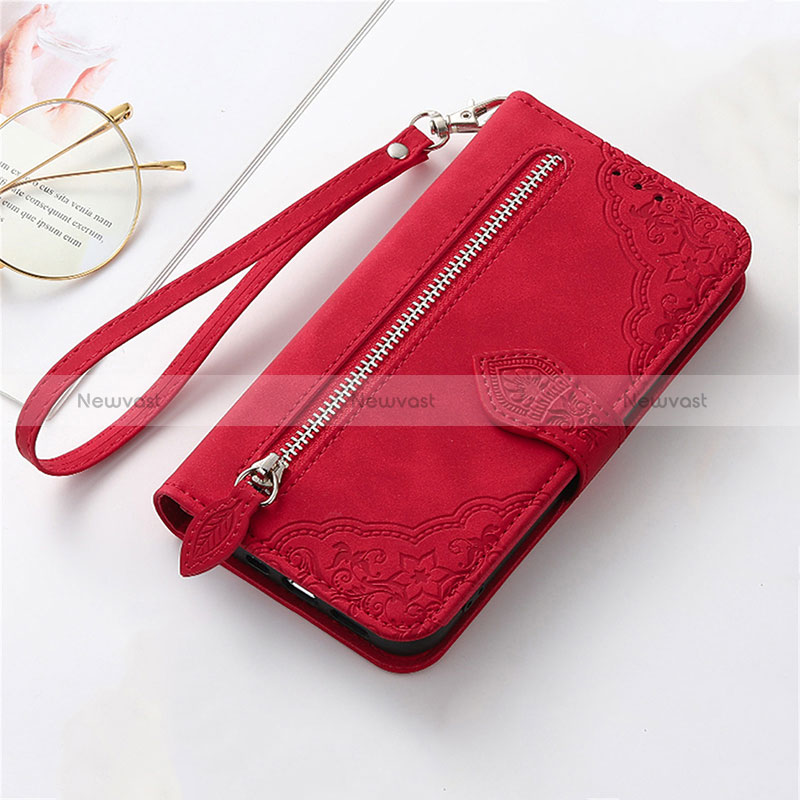 Leather Case Stands Flip Cover Holder S06D for Nothing Phone 2 Red