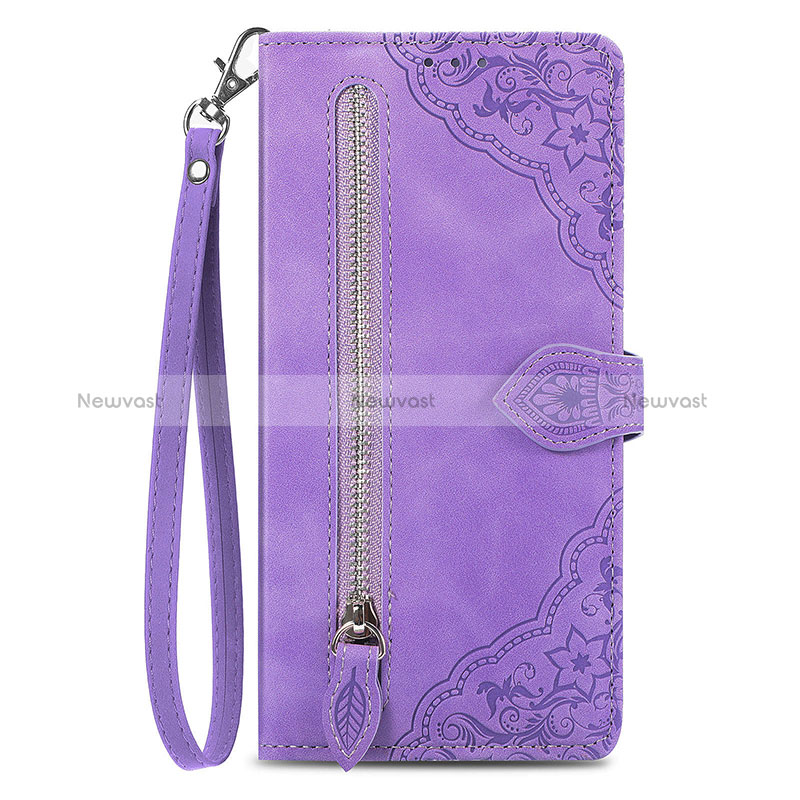 Leather Case Stands Flip Cover Holder S06D for OnePlus Nord N30 5G Purple