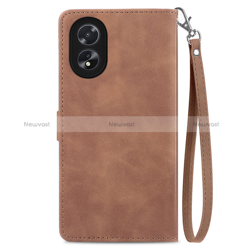 Leather Case Stands Flip Cover Holder S06D for Oppo A58 4G