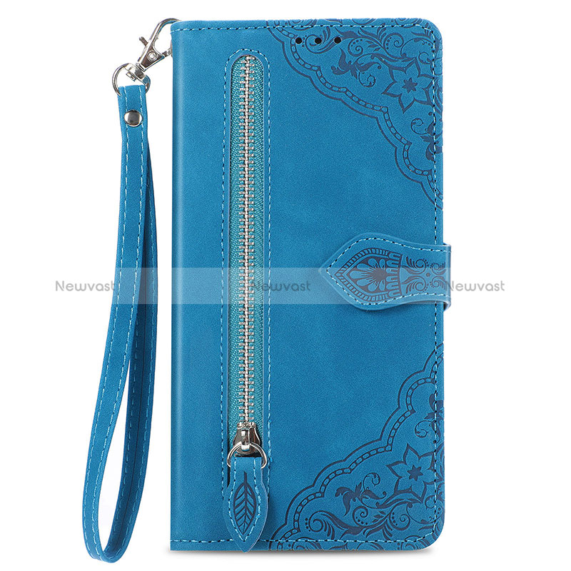 Leather Case Stands Flip Cover Holder S06D for Oppo K11x 5G Blue