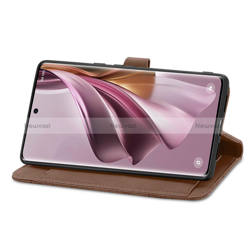 Leather Case Stands Flip Cover Holder S06D for Oppo Reno10 Pro 5G