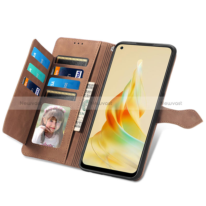 Leather Case Stands Flip Cover Holder S06D for Oppo Reno8 T 4G