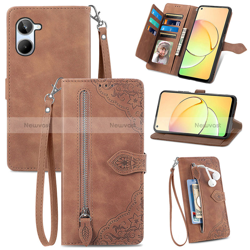 Leather Case Stands Flip Cover Holder S06D for Realme 10 4G