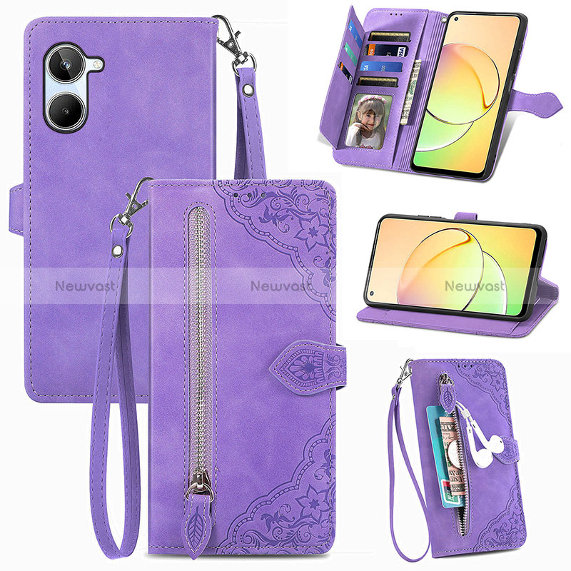 Leather Case Stands Flip Cover Holder S06D for Realme 10 4G