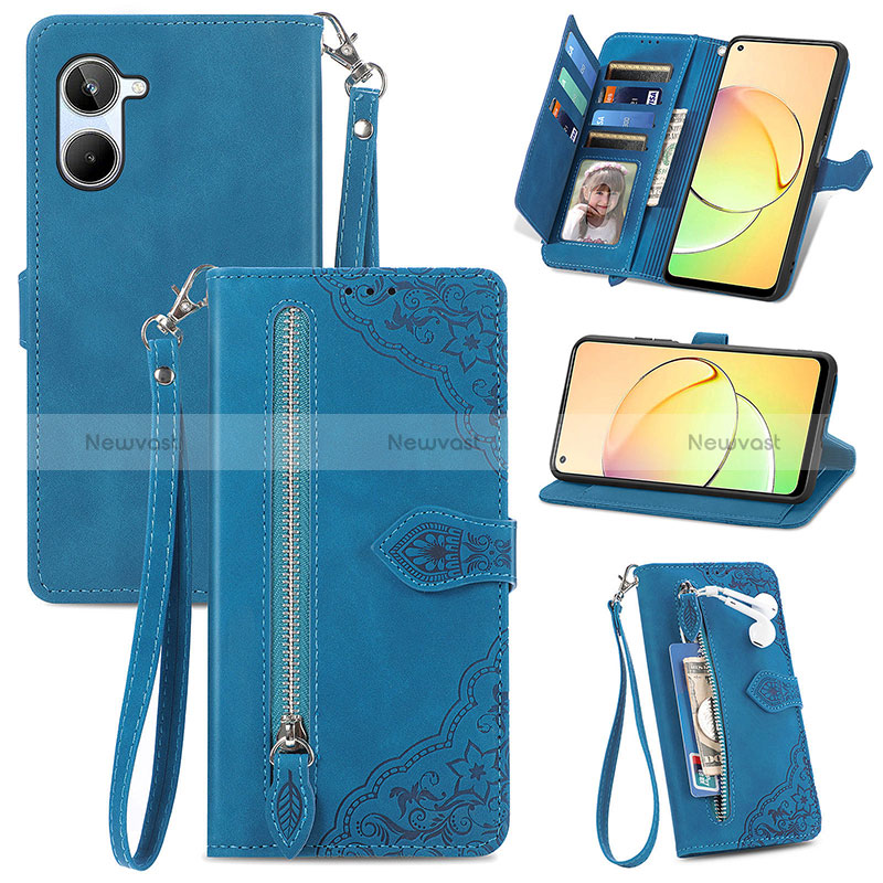 Leather Case Stands Flip Cover Holder S06D for Realme 10 4G